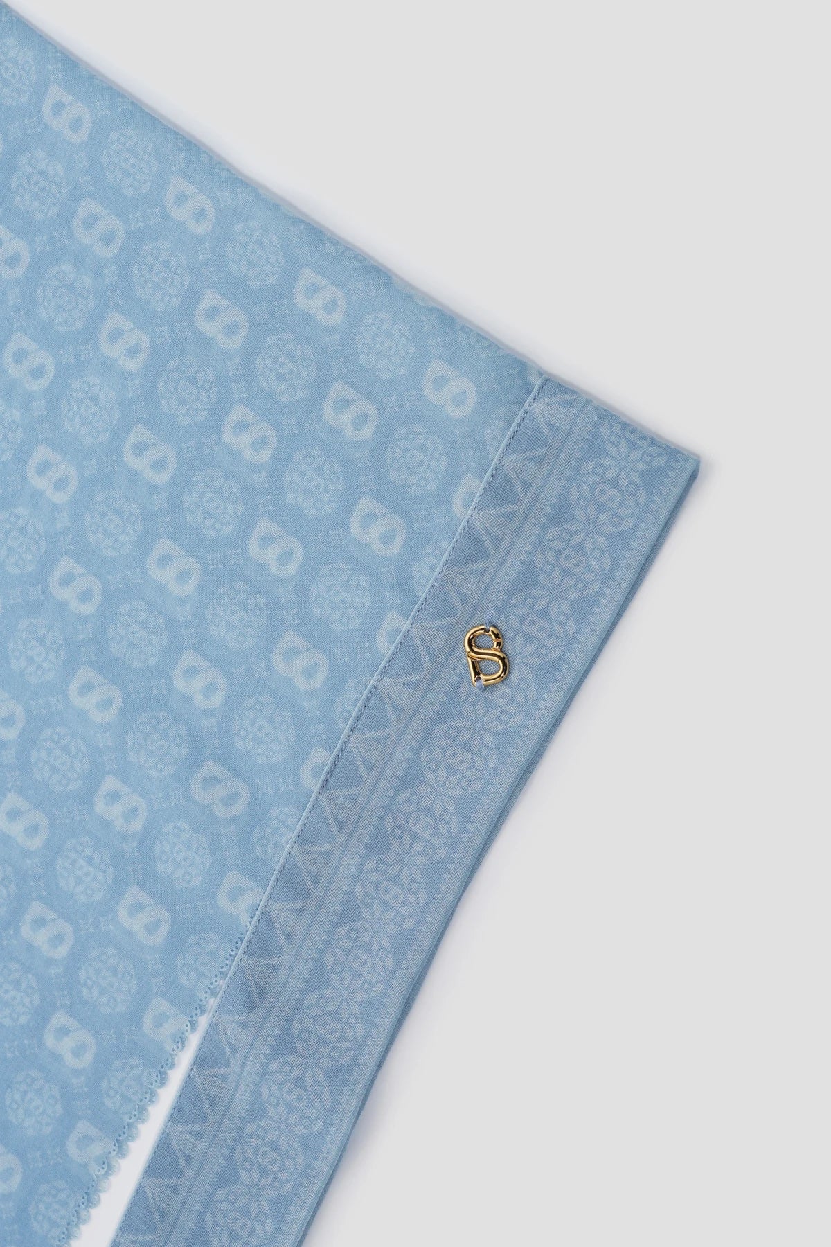 songket tie back shawl in river by buttonscarves pattern detail