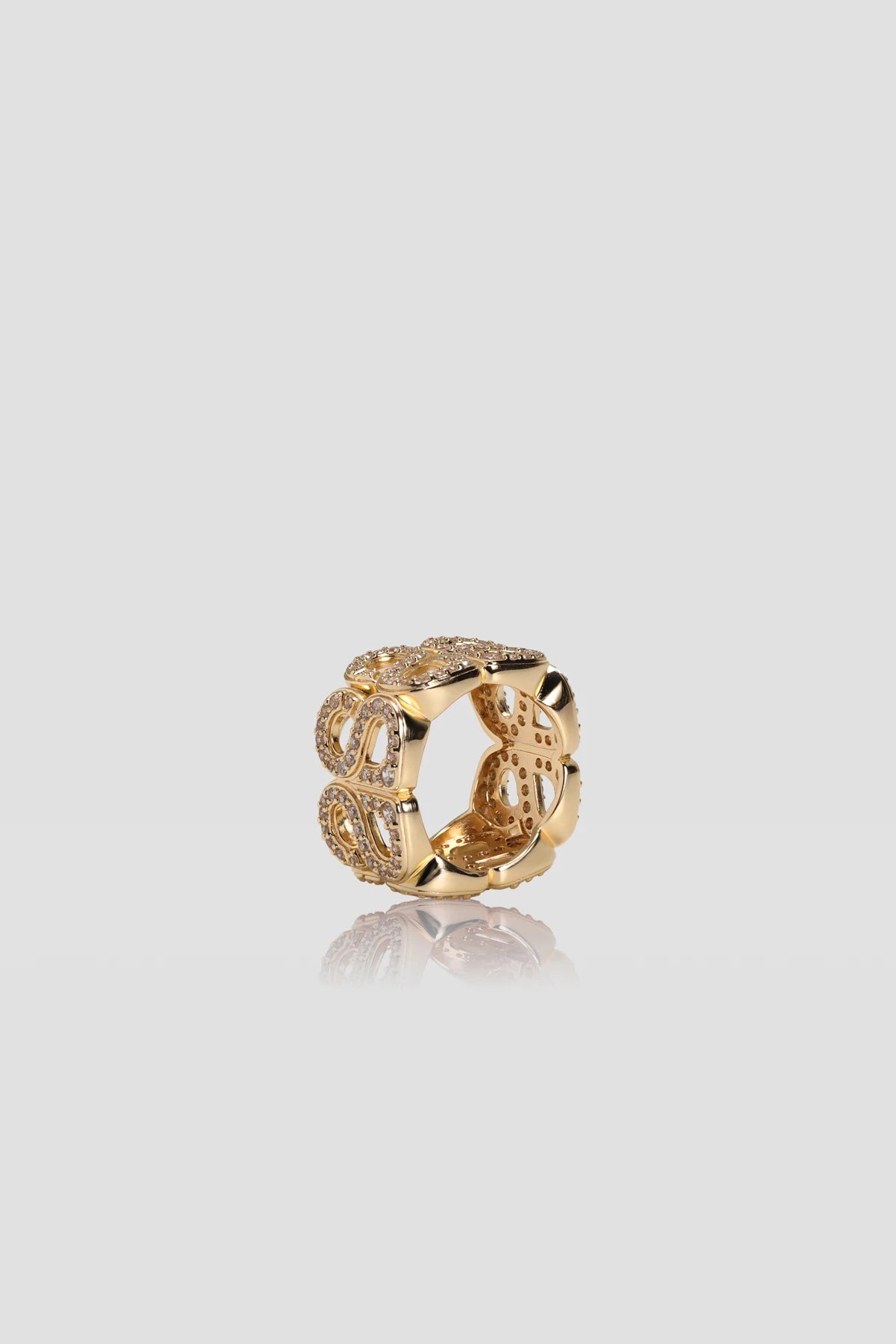 Twin Crystal Ring Brooch - Gold