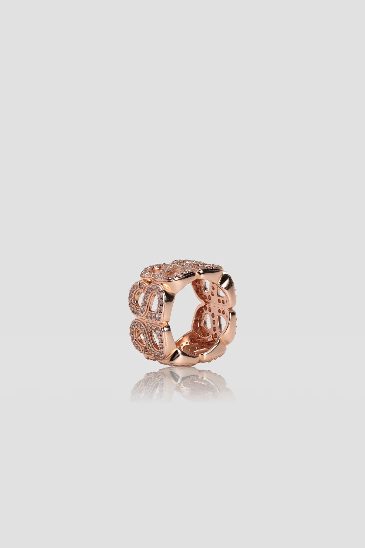 Twin Crystal Ring Brooch - Rose Gold