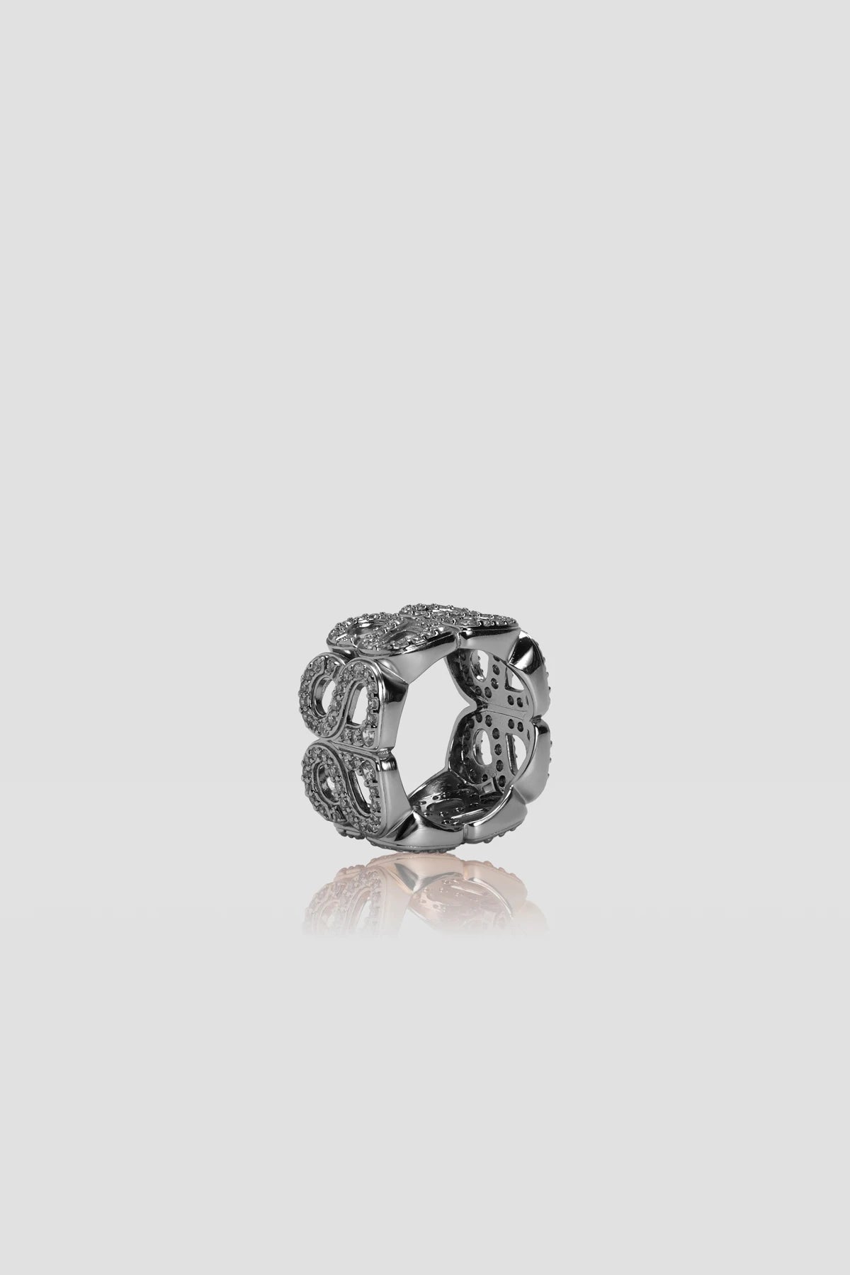 Twin Crystal Ring Brooch - Silver