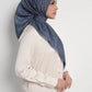 waves monogram printed square scarf in dark blue by buttonscarves side view