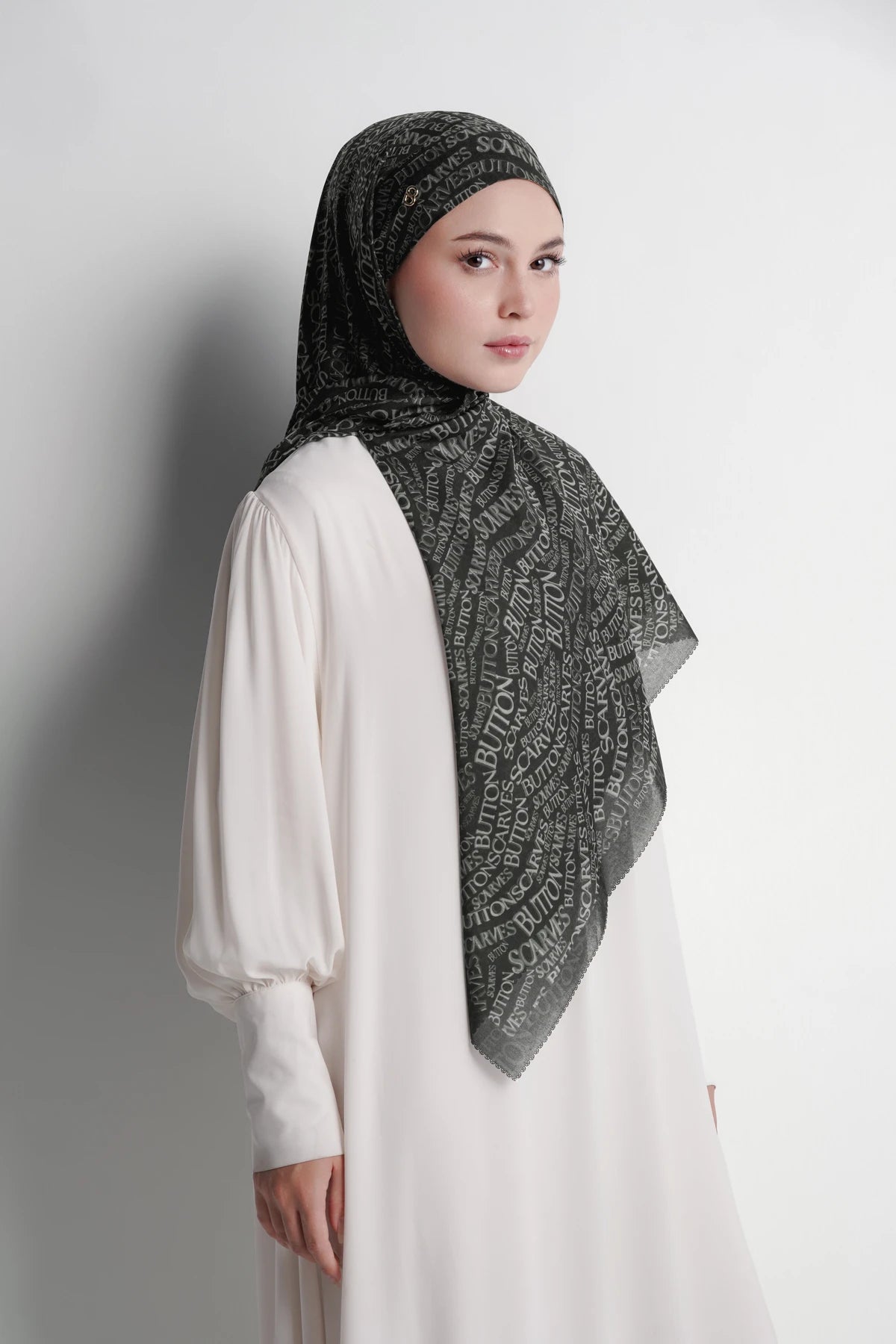 waves monogram tie back scarf in caviar by buttonscarves style look