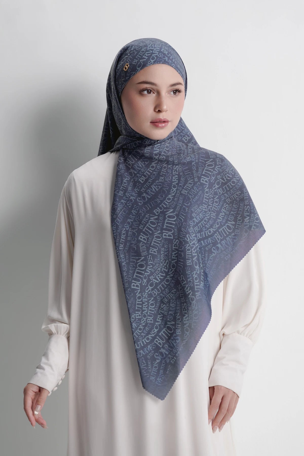 waves monogram tie back scarf in dark blue by buttonscarves 