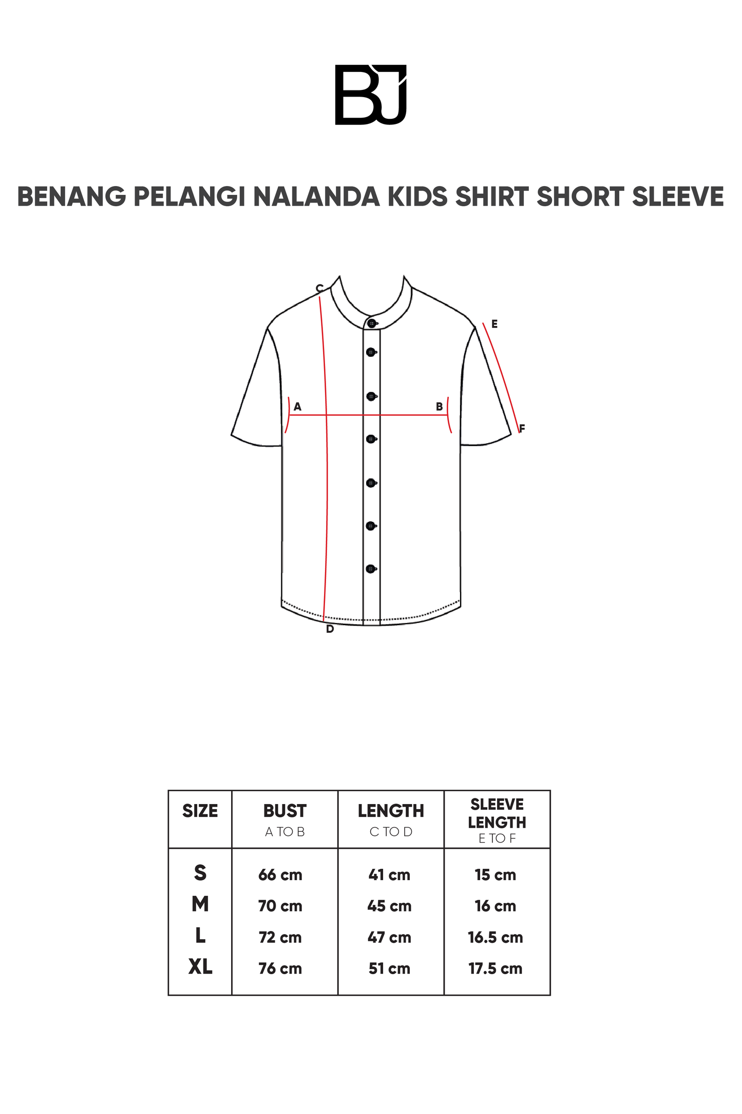 Benang Pelangi Nalanda Kids Shirt Short Sleeve - Maroon