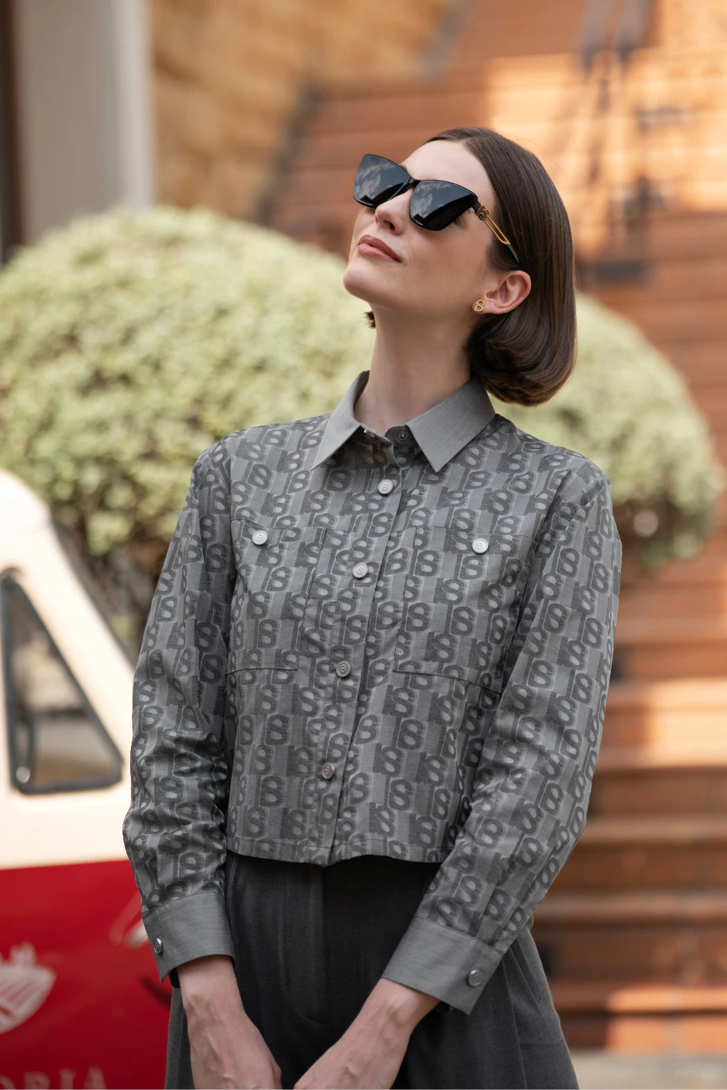 Leena Crop Shirt - Grey