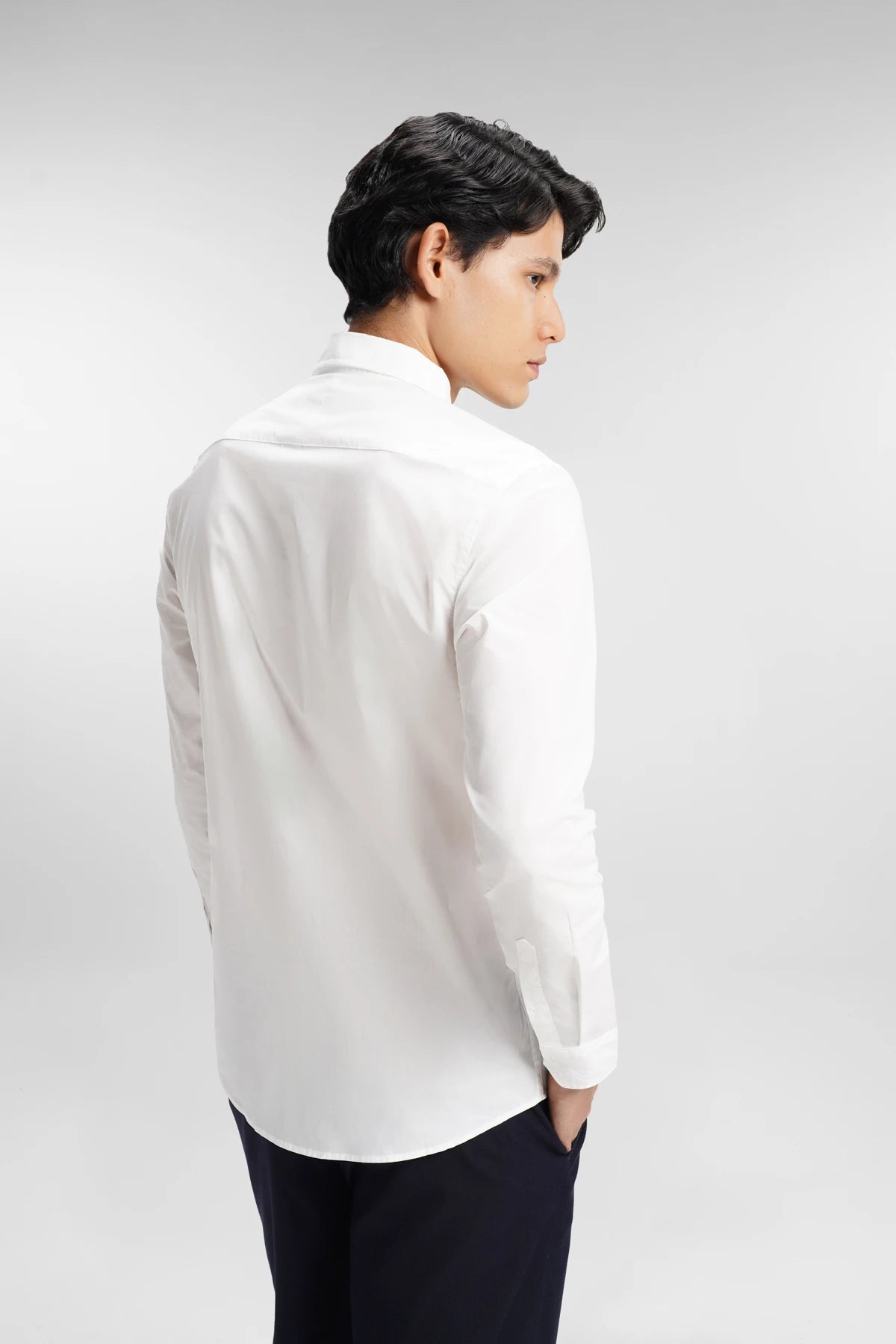 everyday men embroidery long sleeve shirt in white by buttonscarves back view
