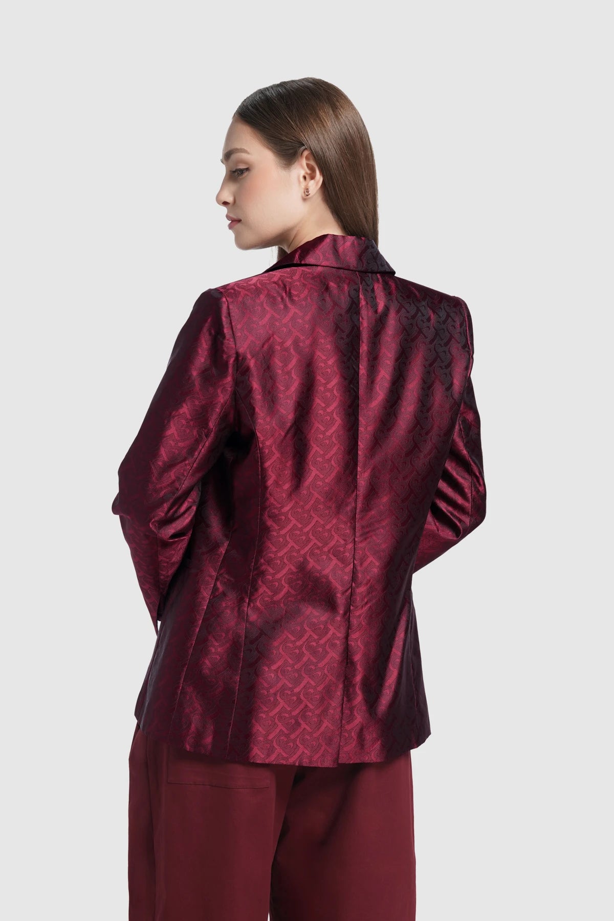 Bimu Jacquard Blazer - Maroon