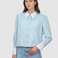 Leena Cotton Cropped Shirt - Blue