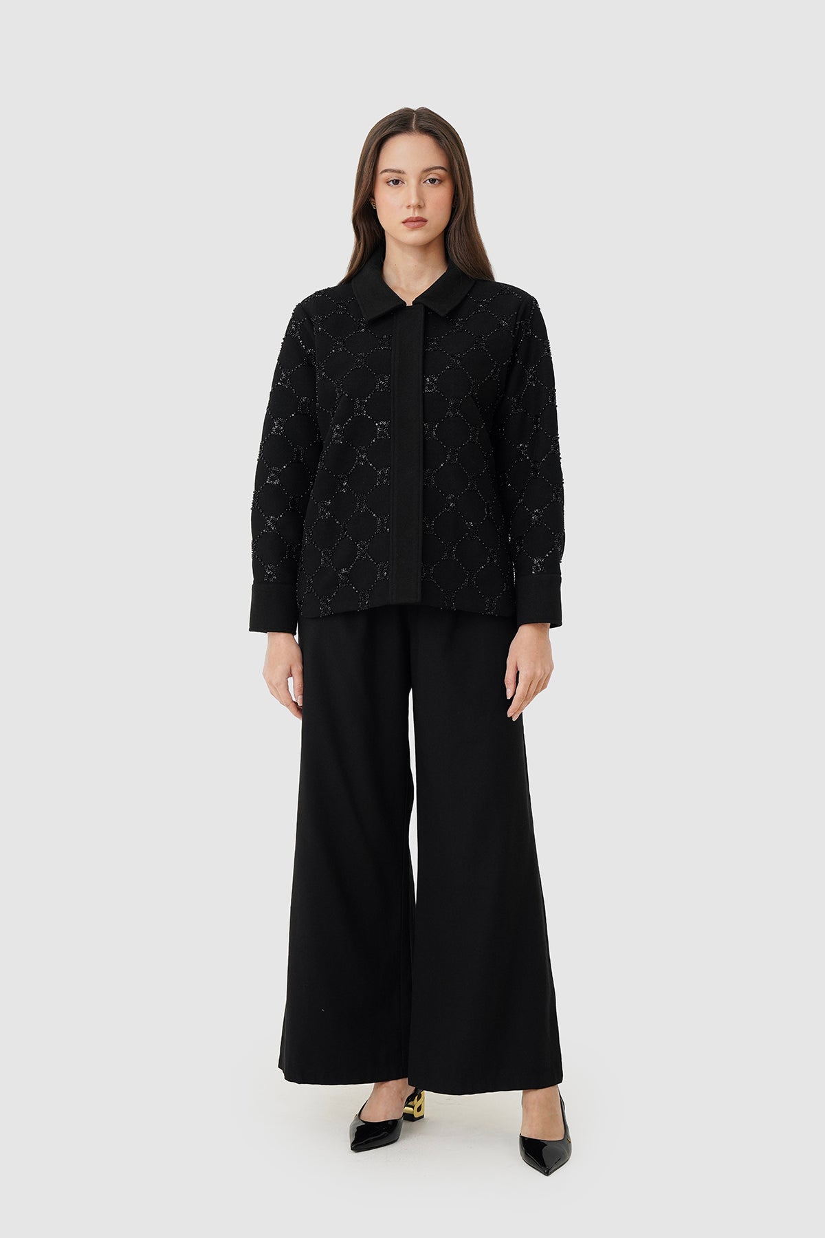 Beverly Beaded Shacket - Black