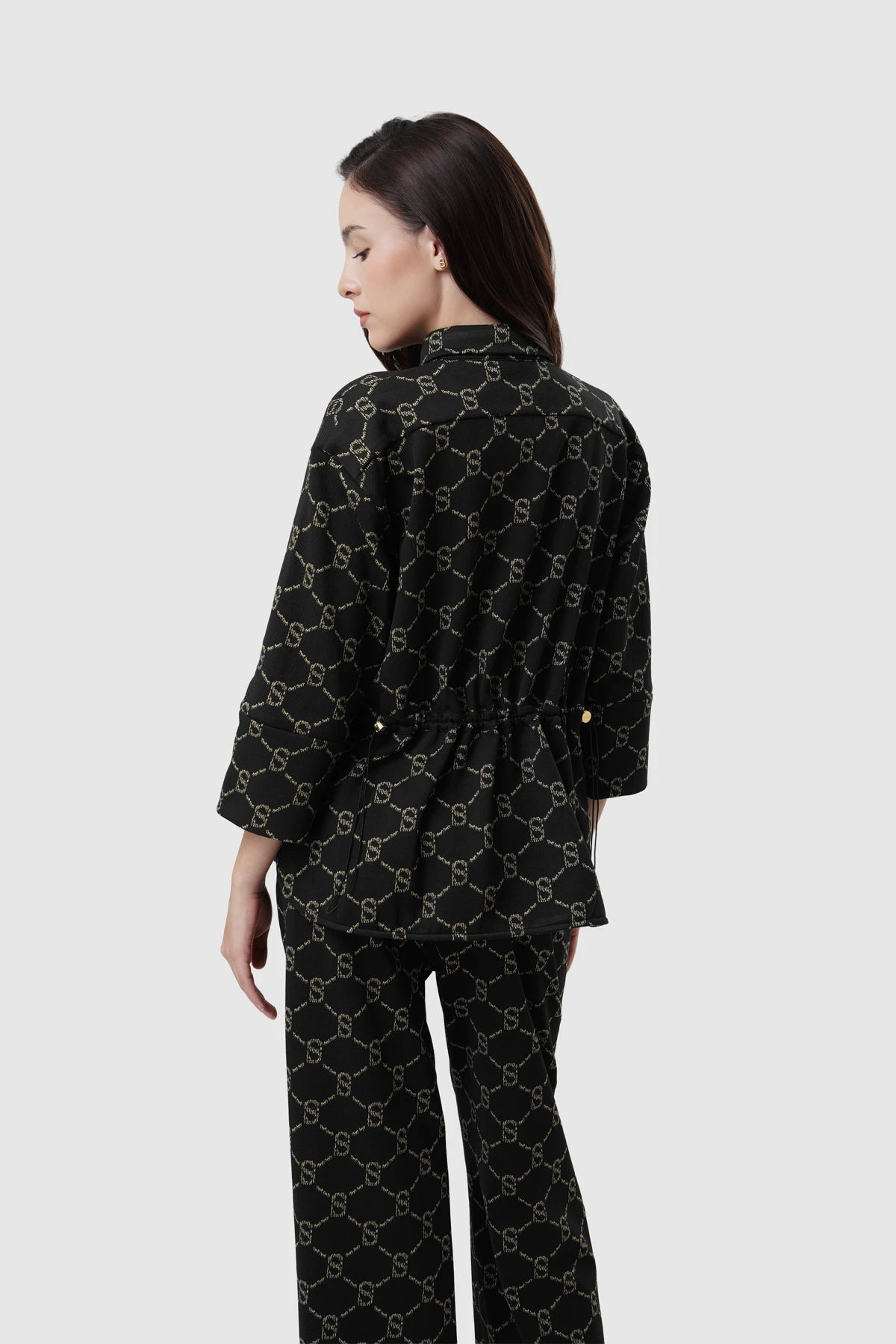 Beverly Monogram Shacket - Black