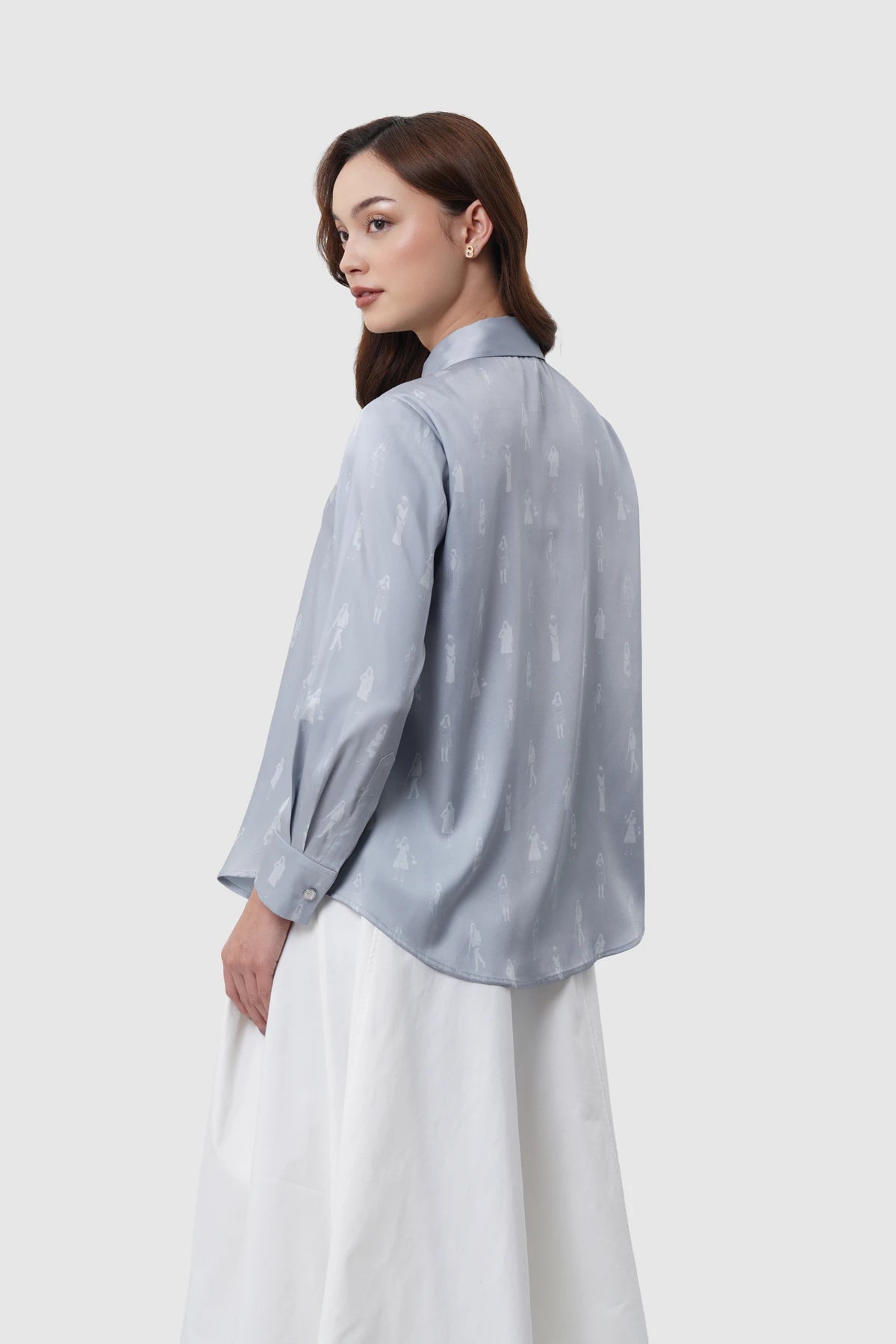 The Editor Satin Shirt - Grey