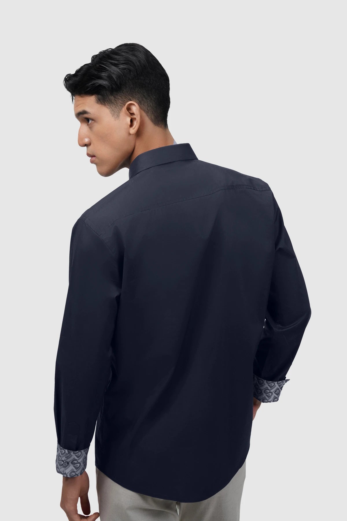 Signature Men Poplin Shirt Long Sleeve - Navy
