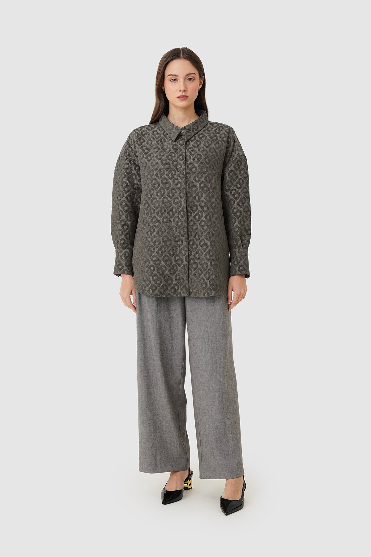 Denna Tapis Jacquard Shirt - Grey