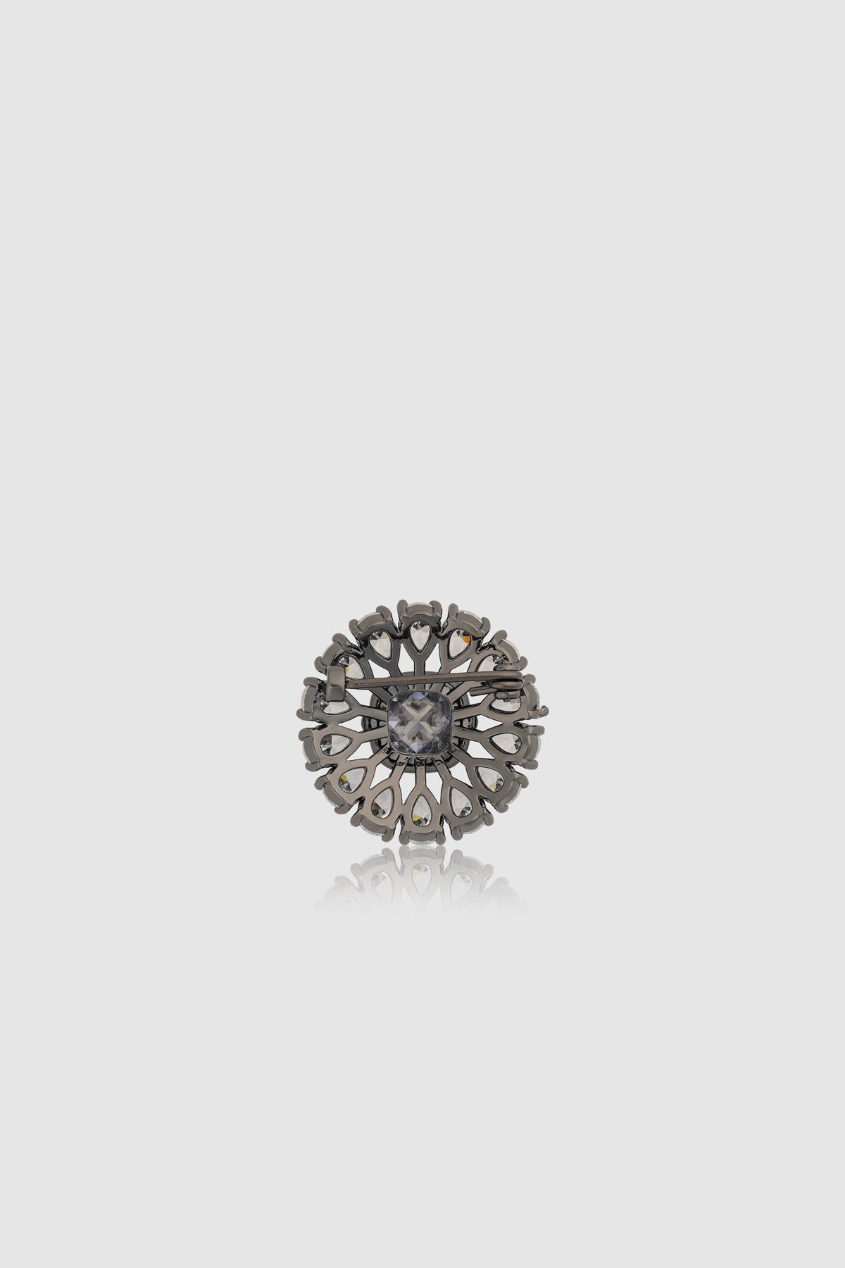 Victorian Crystal Pin Brooch - Hematite