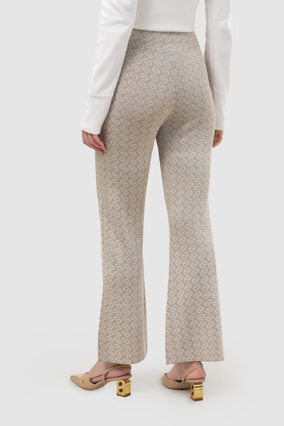 Monogram High-Waist Pants - Cream