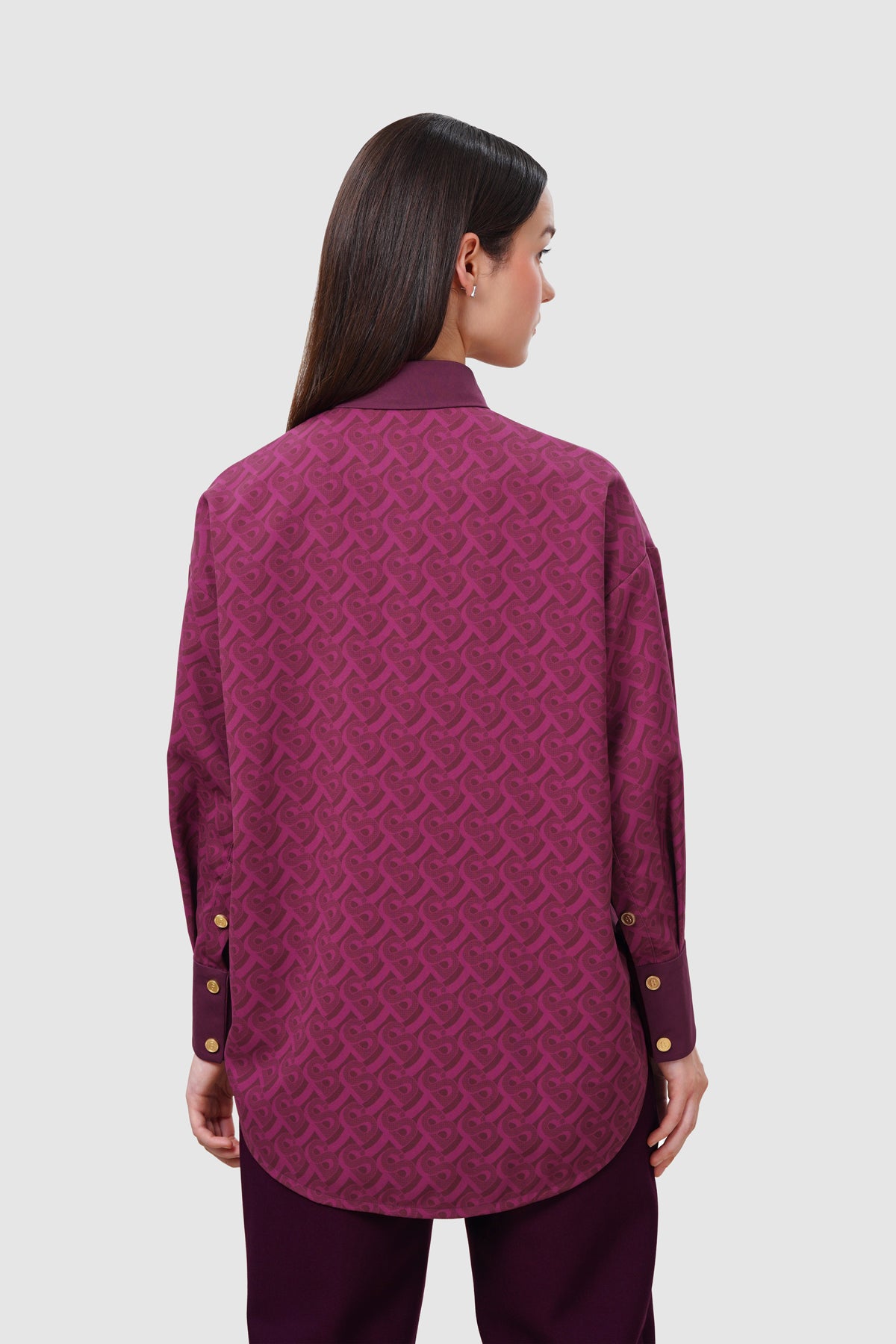 Bimu Monogram Overshirt - Maroon