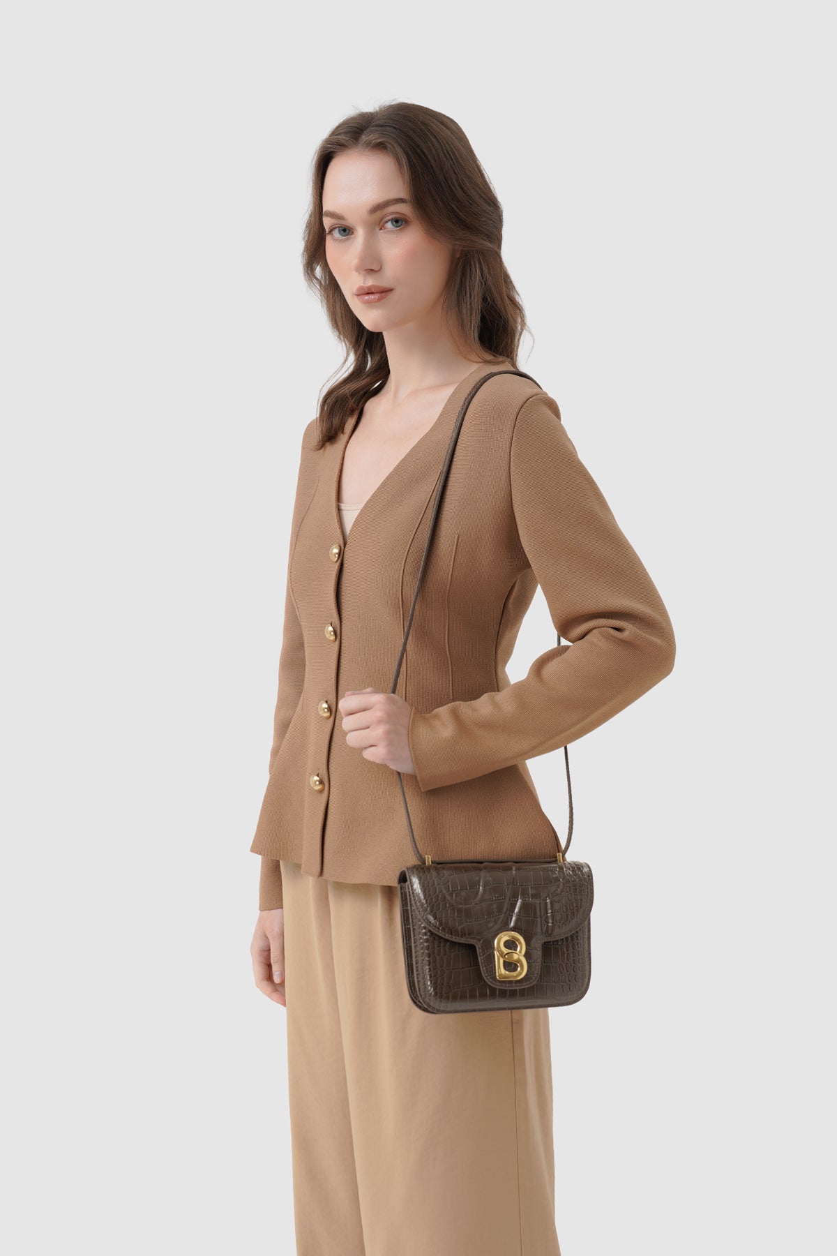Alba Bag - Dark Mocha in Croco
