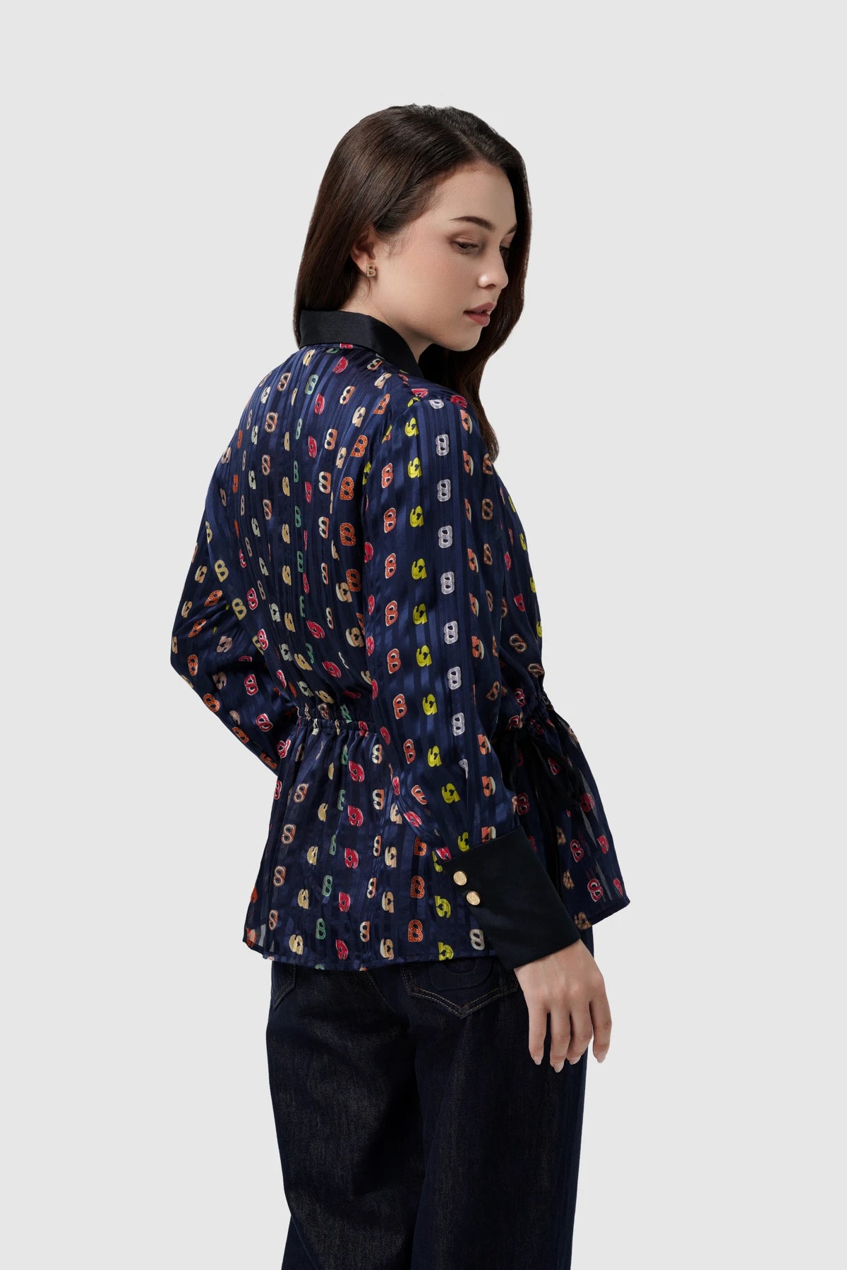 Nagita Silk Shirt - Navy