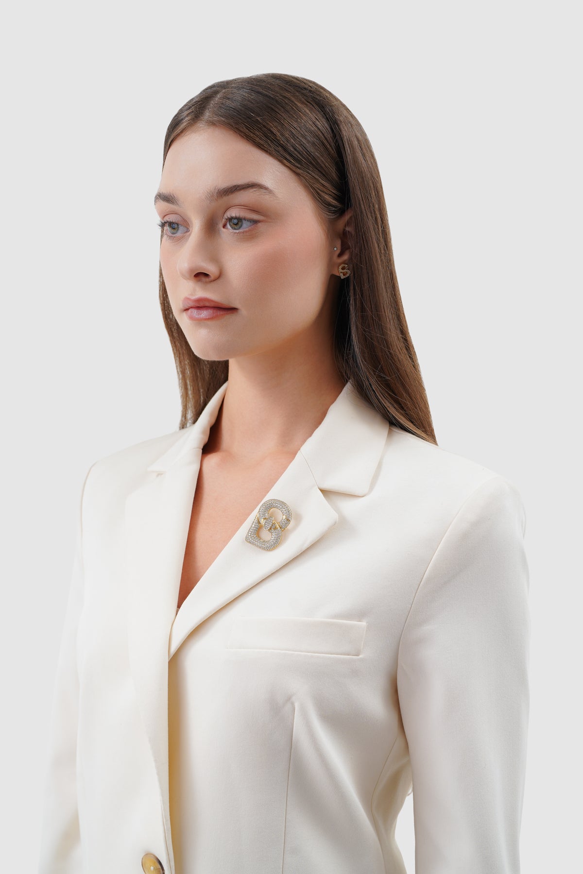 Alma Twist Crystal Brooch - Gold