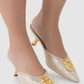 Signature Jacquard Mules - Nude