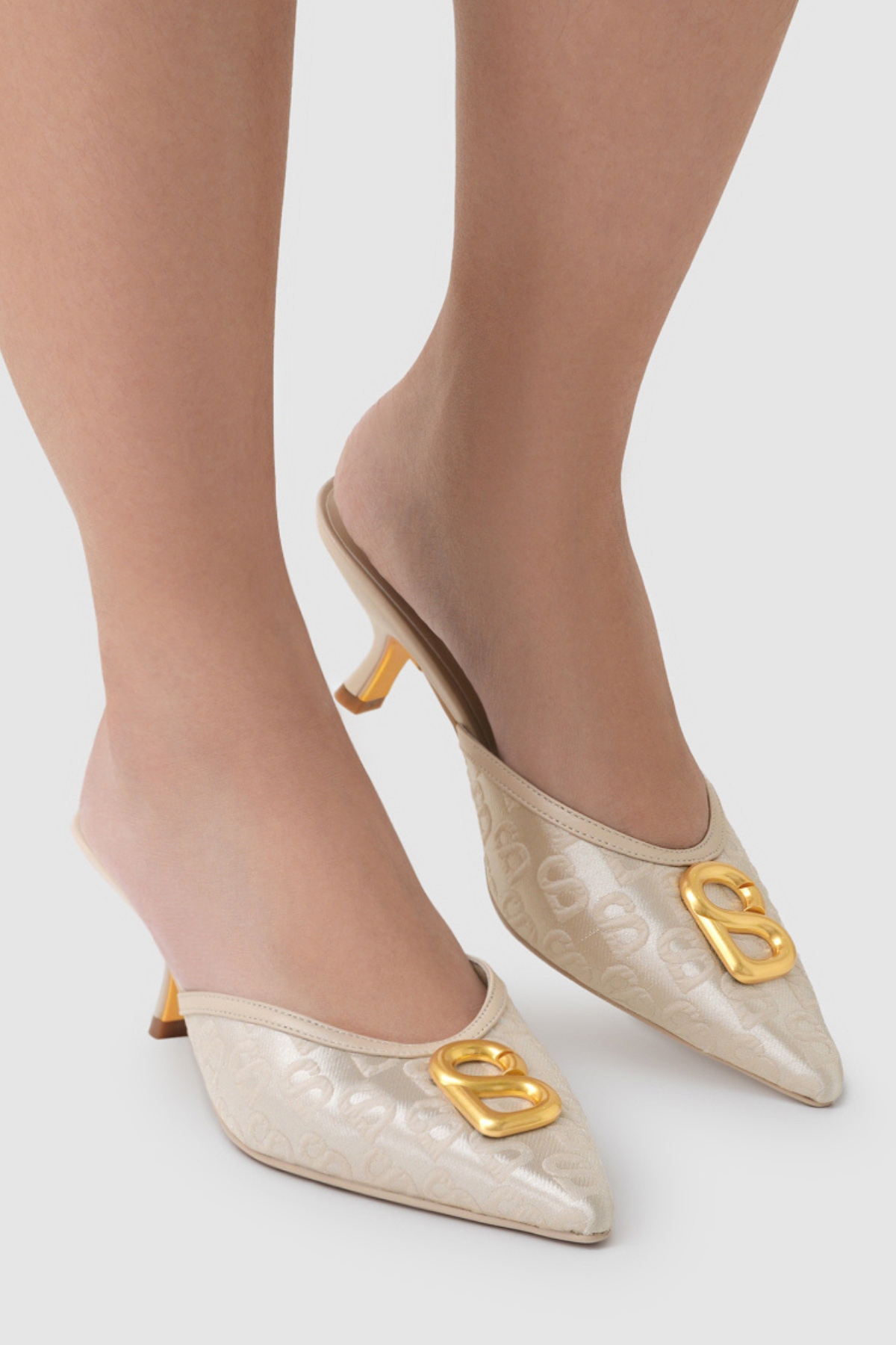 Signature Jacquard Mules - Nude