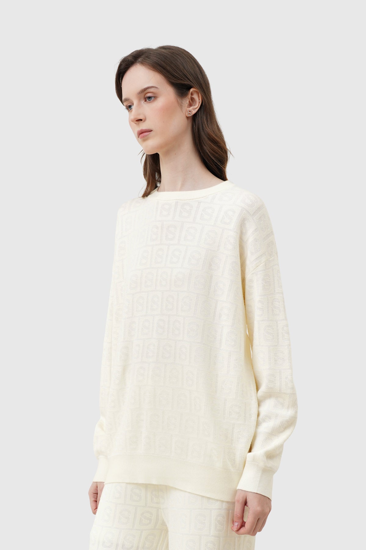 Grid Sweatshirt Set - Ivory