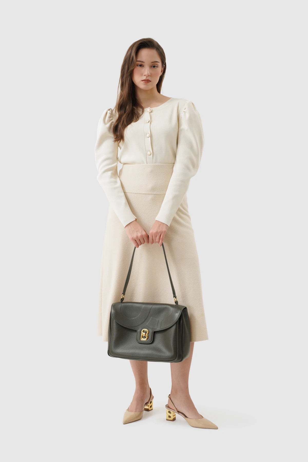 Savina Bag - Pebble Leather - Dark Olive