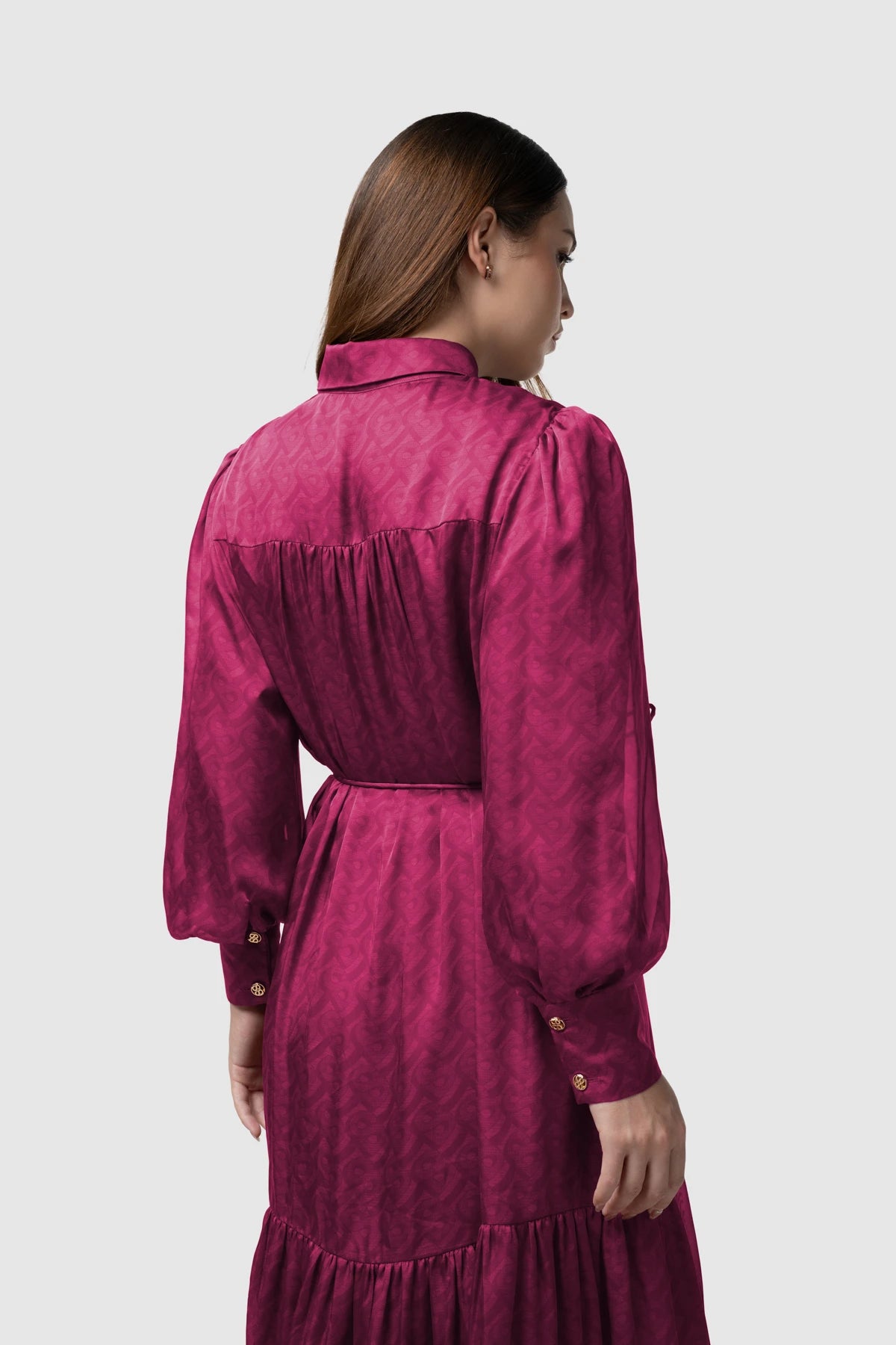 Tropical26 Ruffle Dress - Burgundy