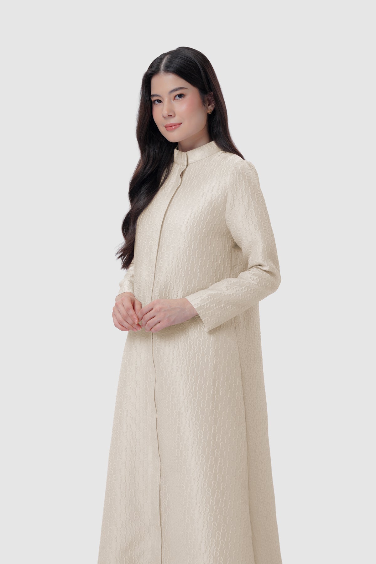 Noura Jacquard Dress - Beige