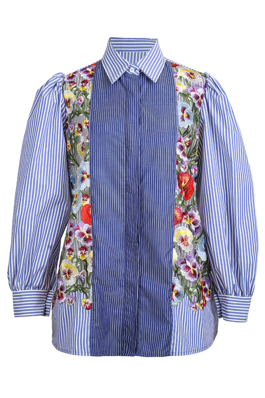 Mady Embroidered Shirt - Blue