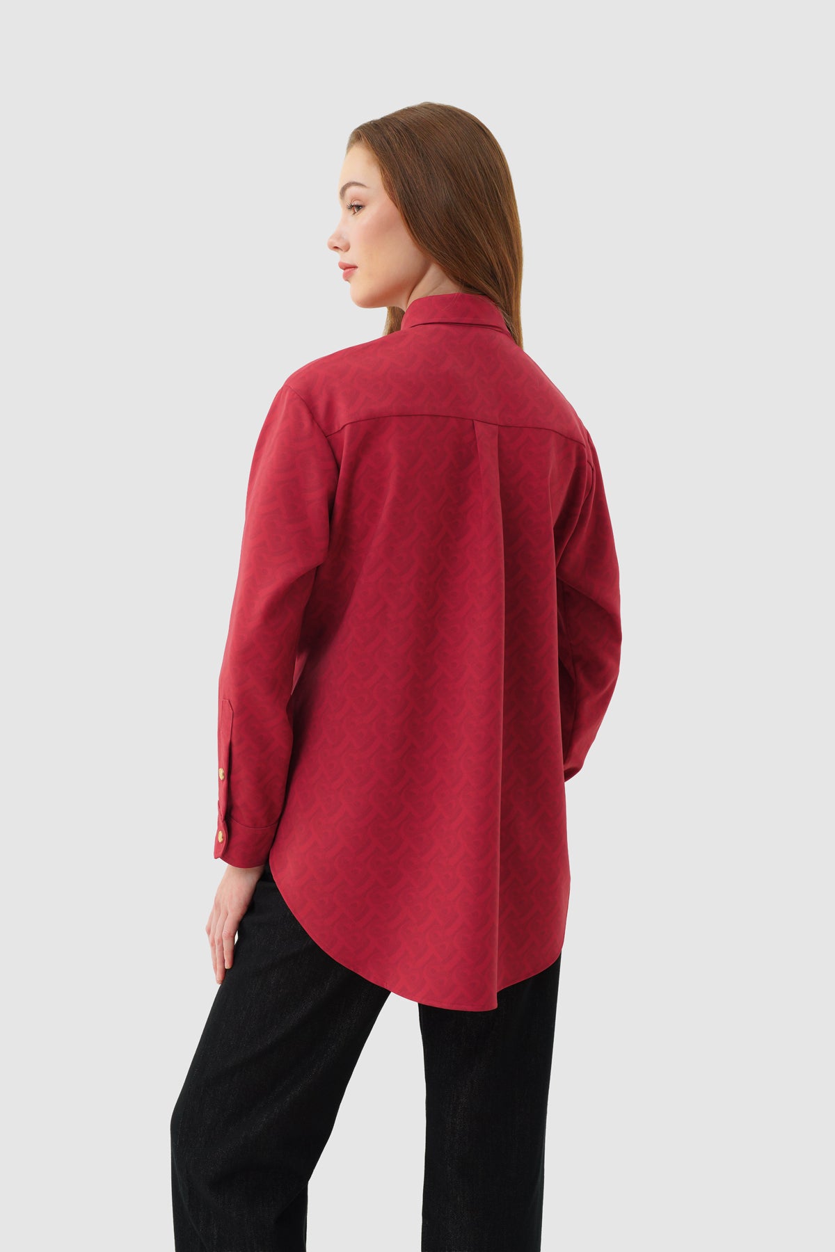 Bimu Monogram Oversized Shirt - Red