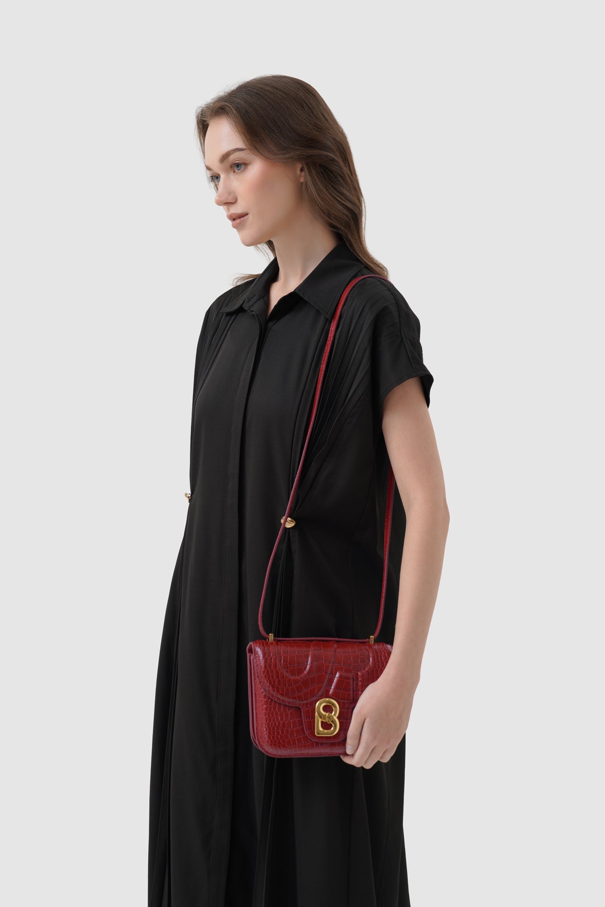 Alba Bag - Crimson Red in Croco