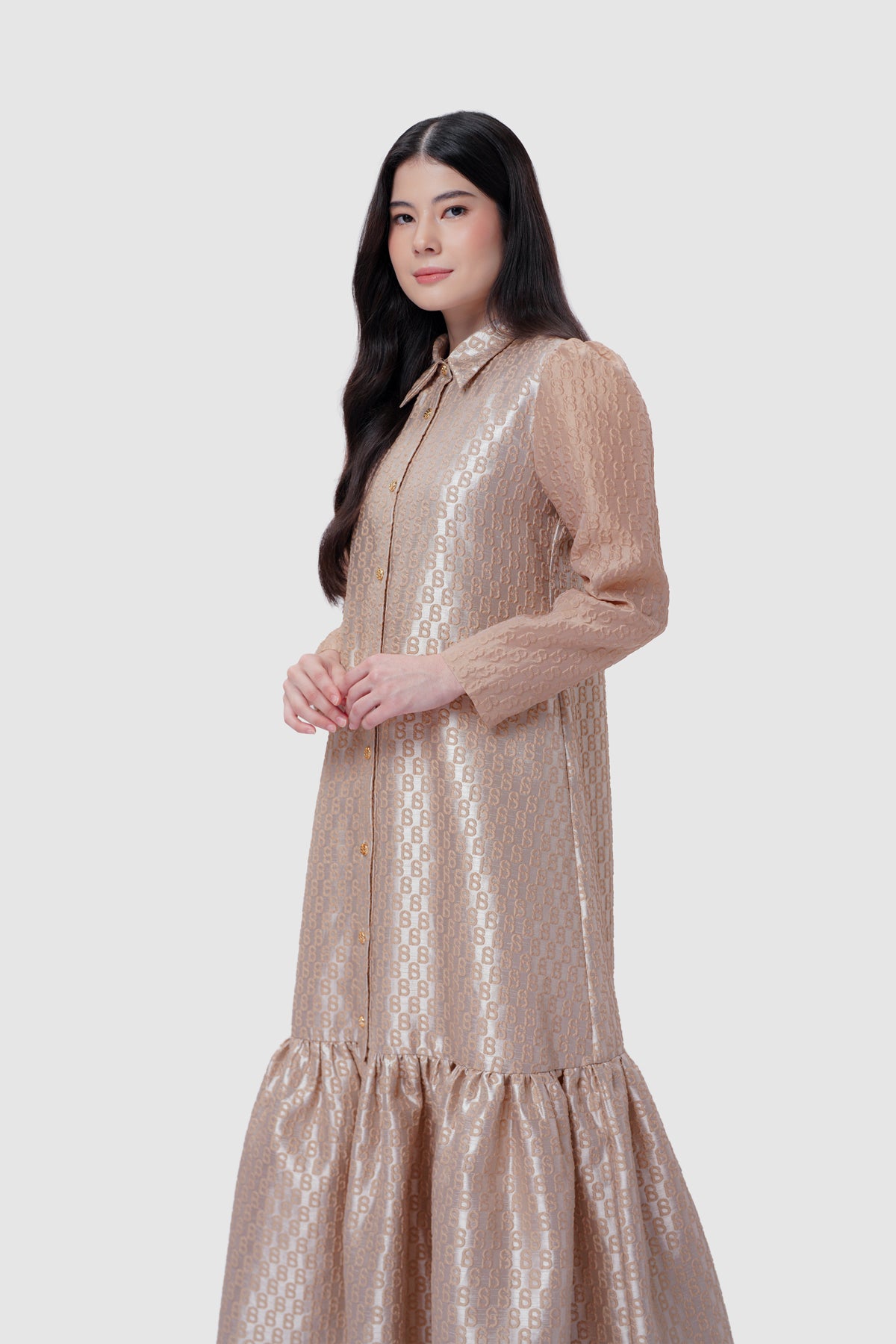 Signature Jacquard Shirt Dress - Dusty