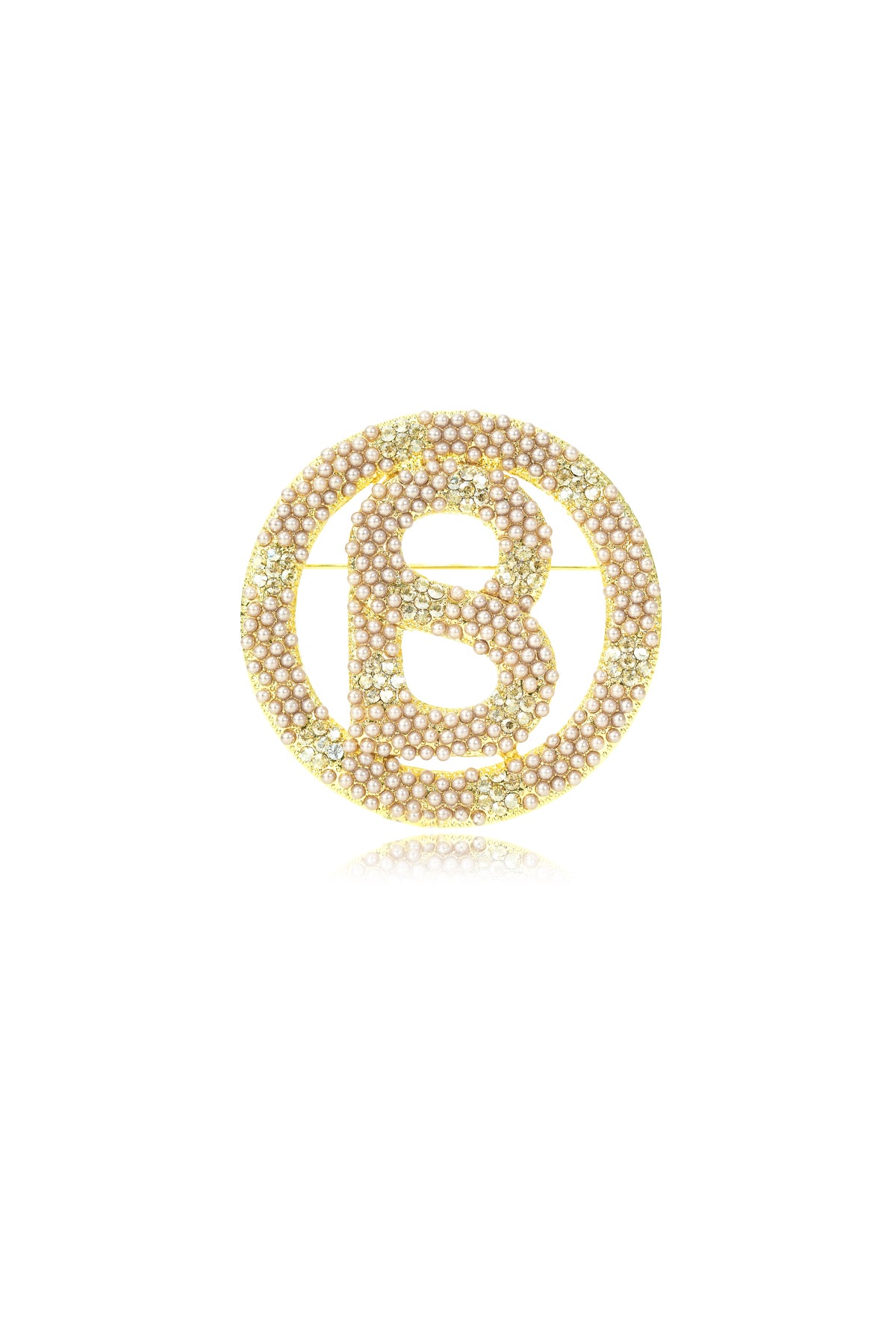 Luxe Big Round Pearl Brooch - Bronze