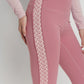 bimu high-waisted flare in mauvewood by buttonscarves signature bimu pattern detail