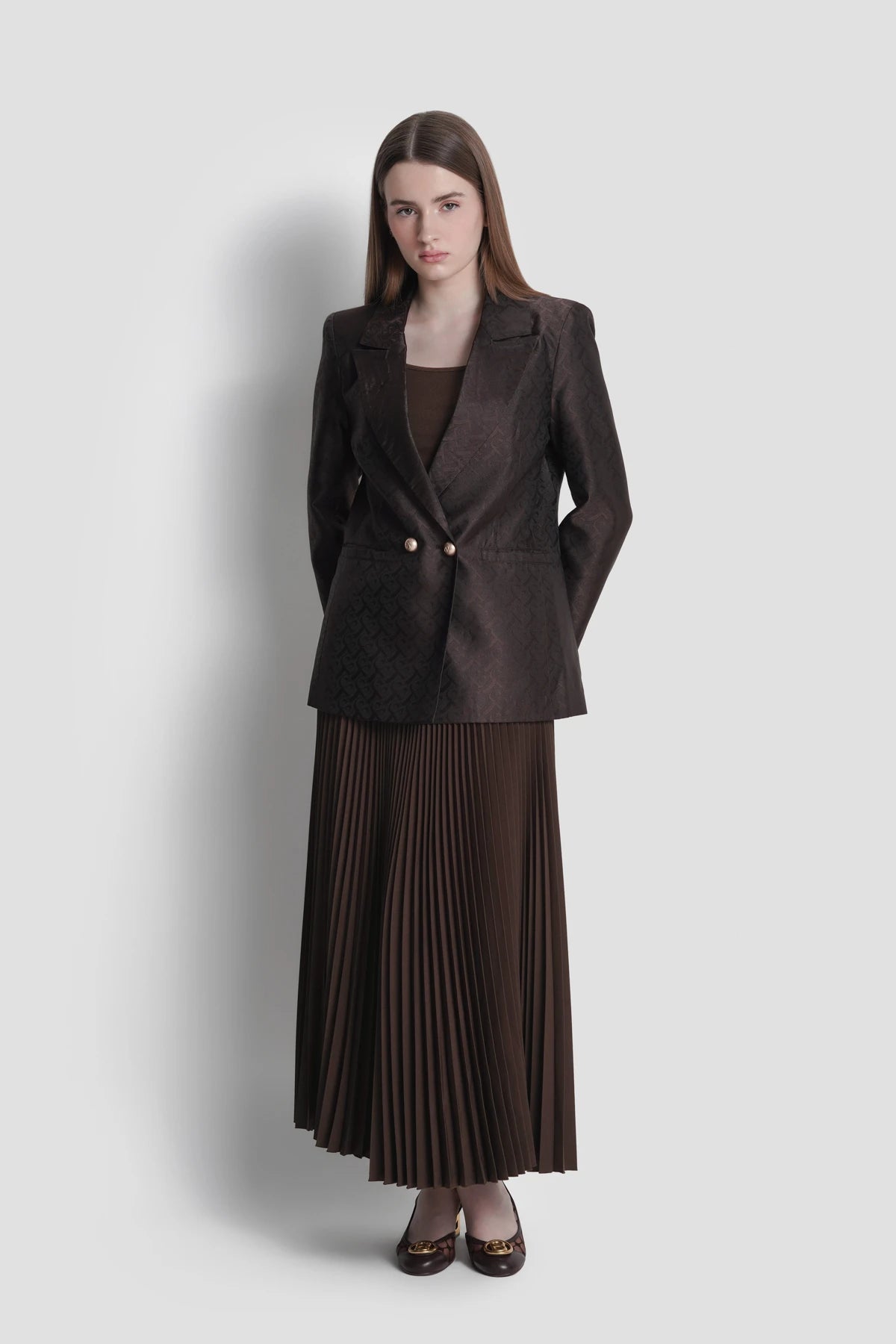 Bimu Jacquard Blazer - Dark Brown