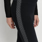 bimu legging in black by buttonscarves signature bimu monogram pattern detail