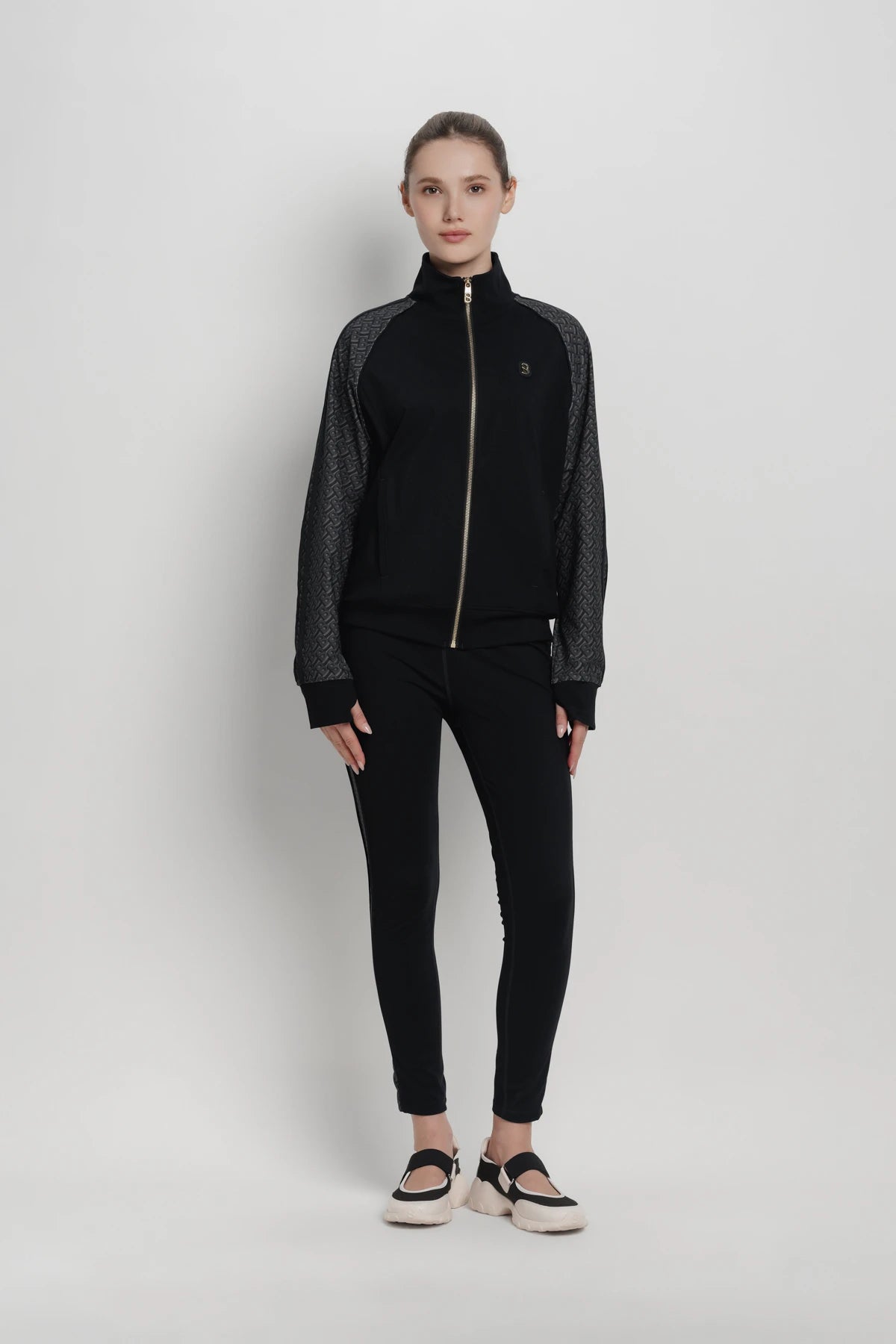 bimu shield jacket in black by buttonscarves overview look