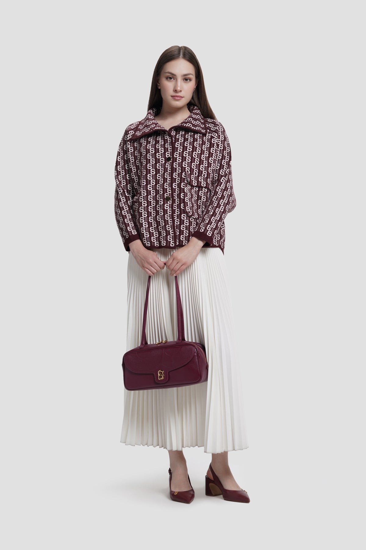 bria shoulder bag in burgundy by buttonscarves hand carried style