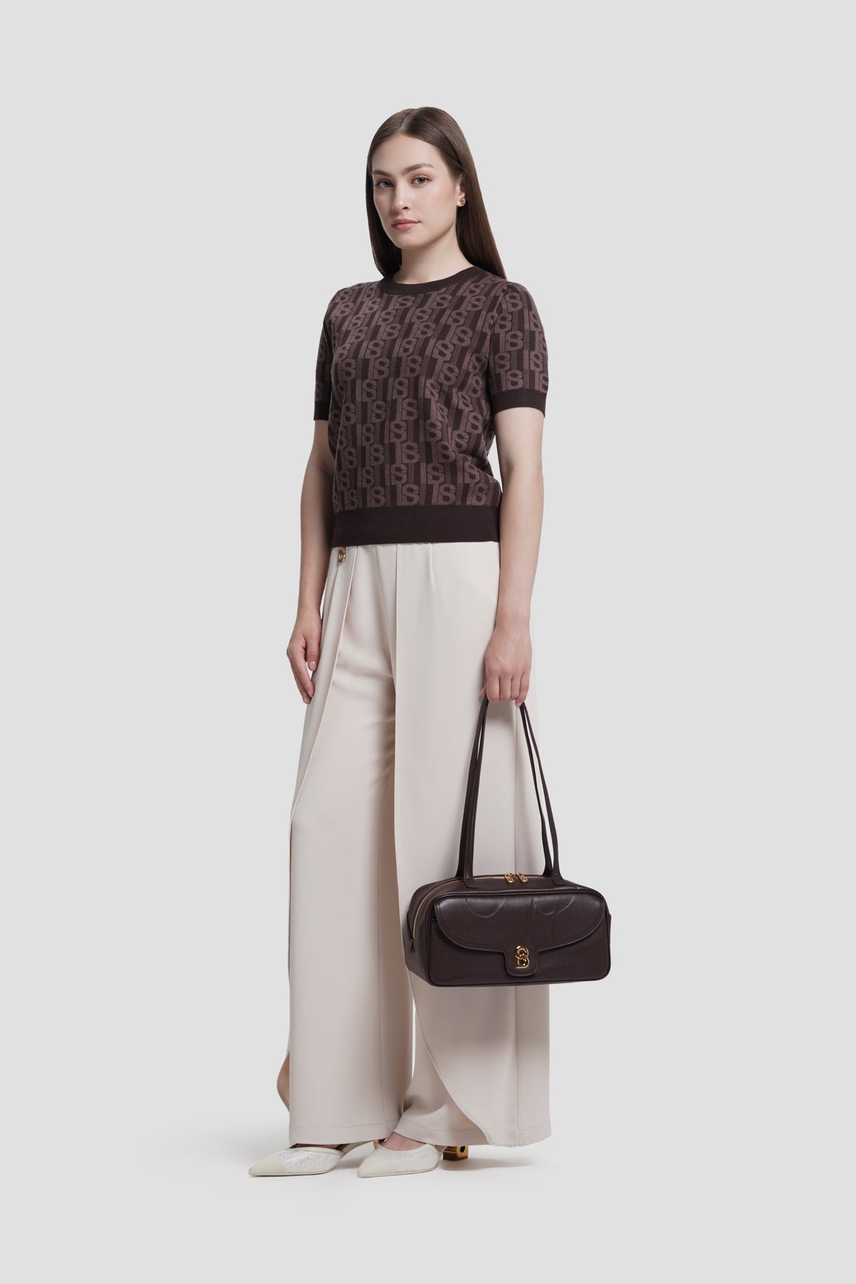bria shoulder bag in dark brown by buttonscarves hand carried style