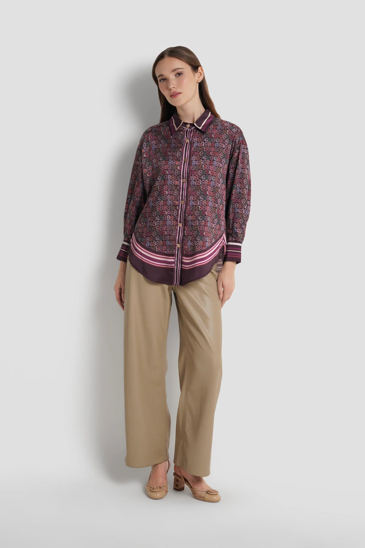 Nagita Oversized Shirt - Burgundy