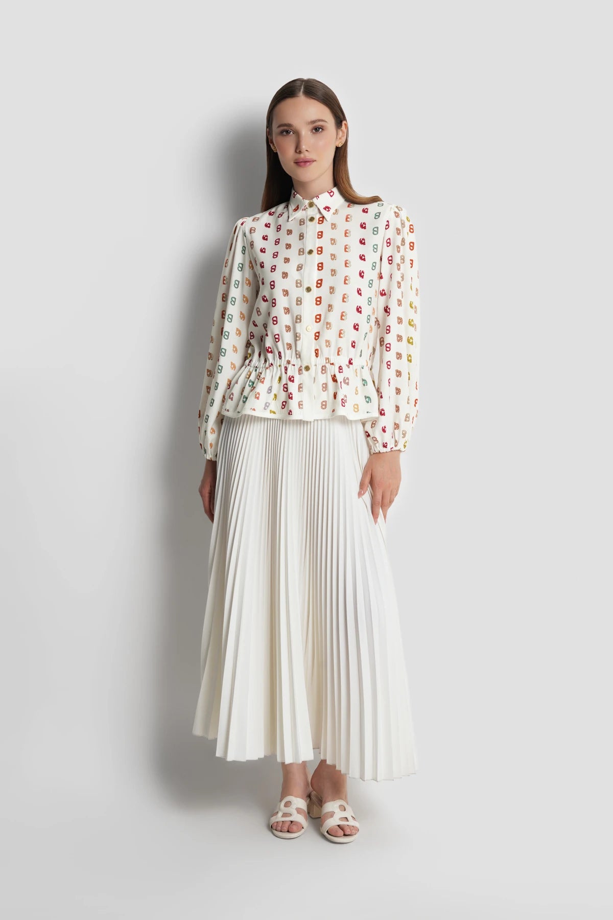 Nagita Peplum Shirt - White