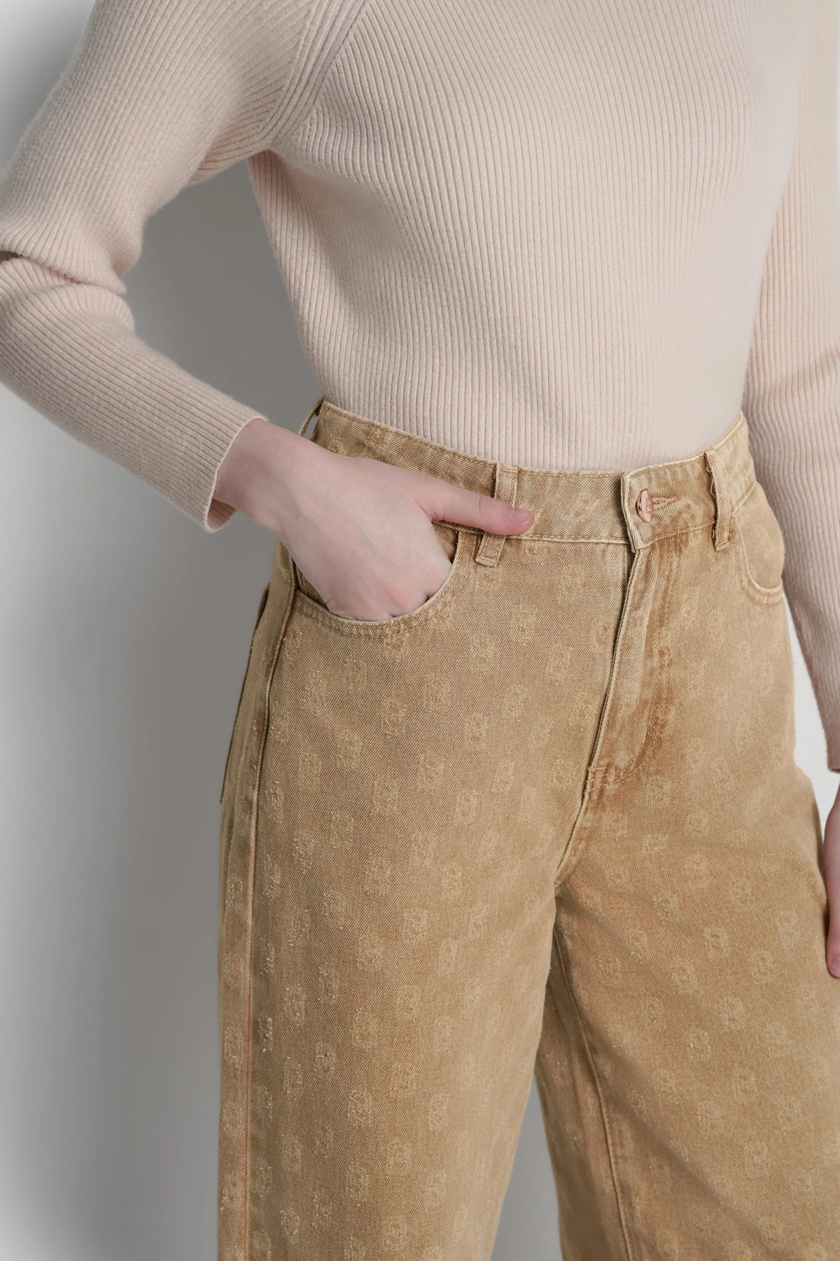 Elle Denim Pants - Tan