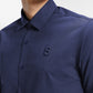 everyday men embroidery shirt in blue by buttonscarves with embroidered B logo