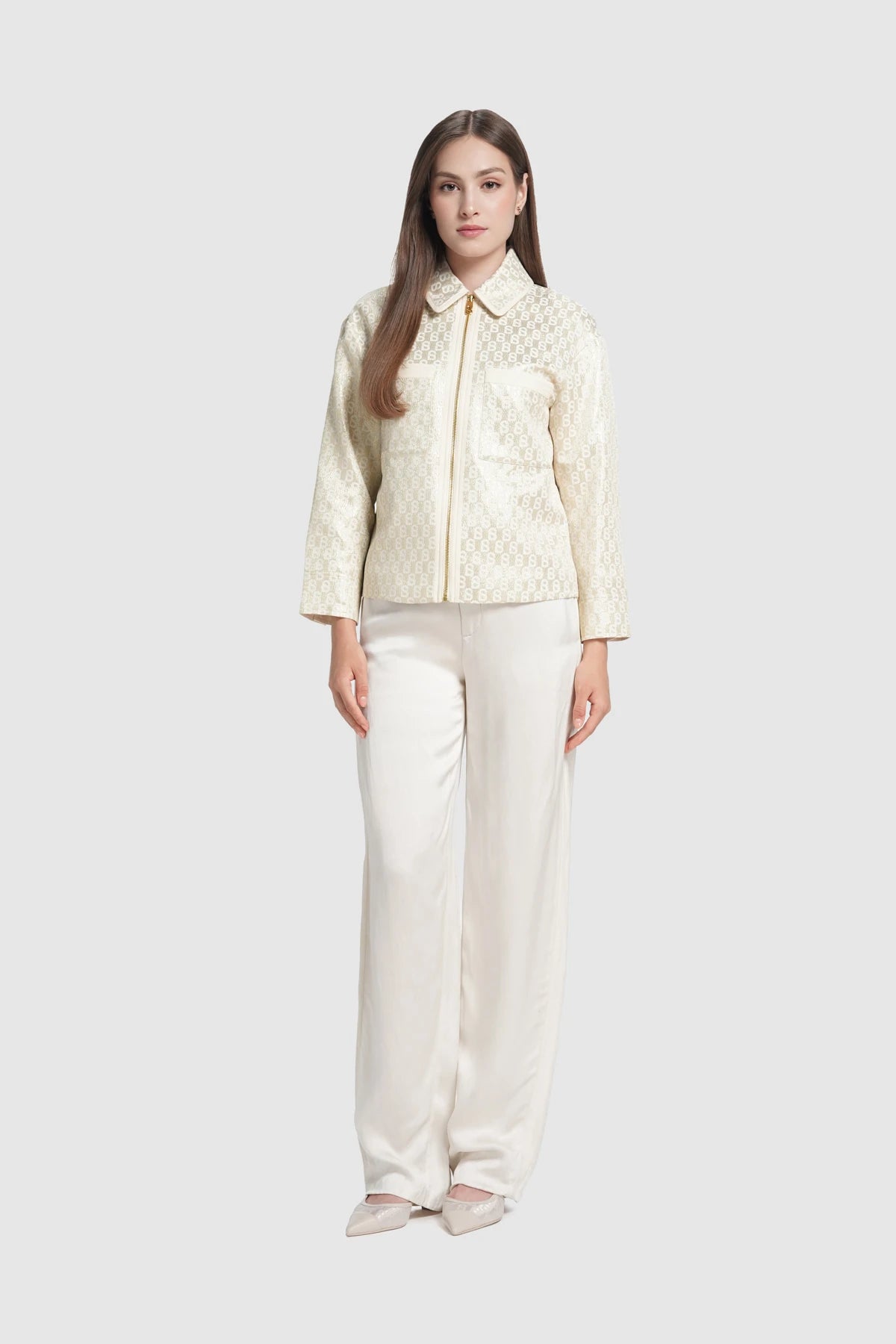 Freya Jacquard Jacket - Champagne Gold