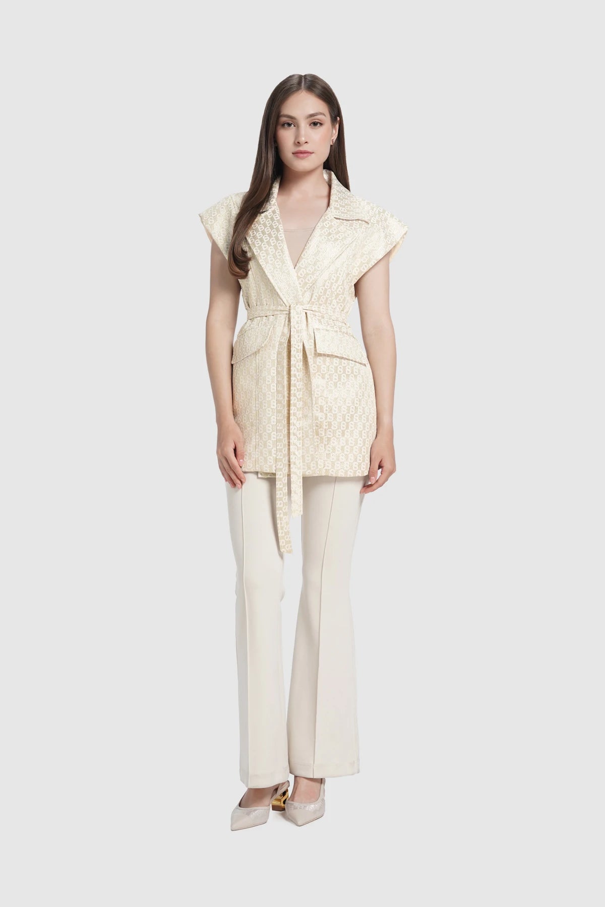Freya Jacquard Vest - Champagne Gold