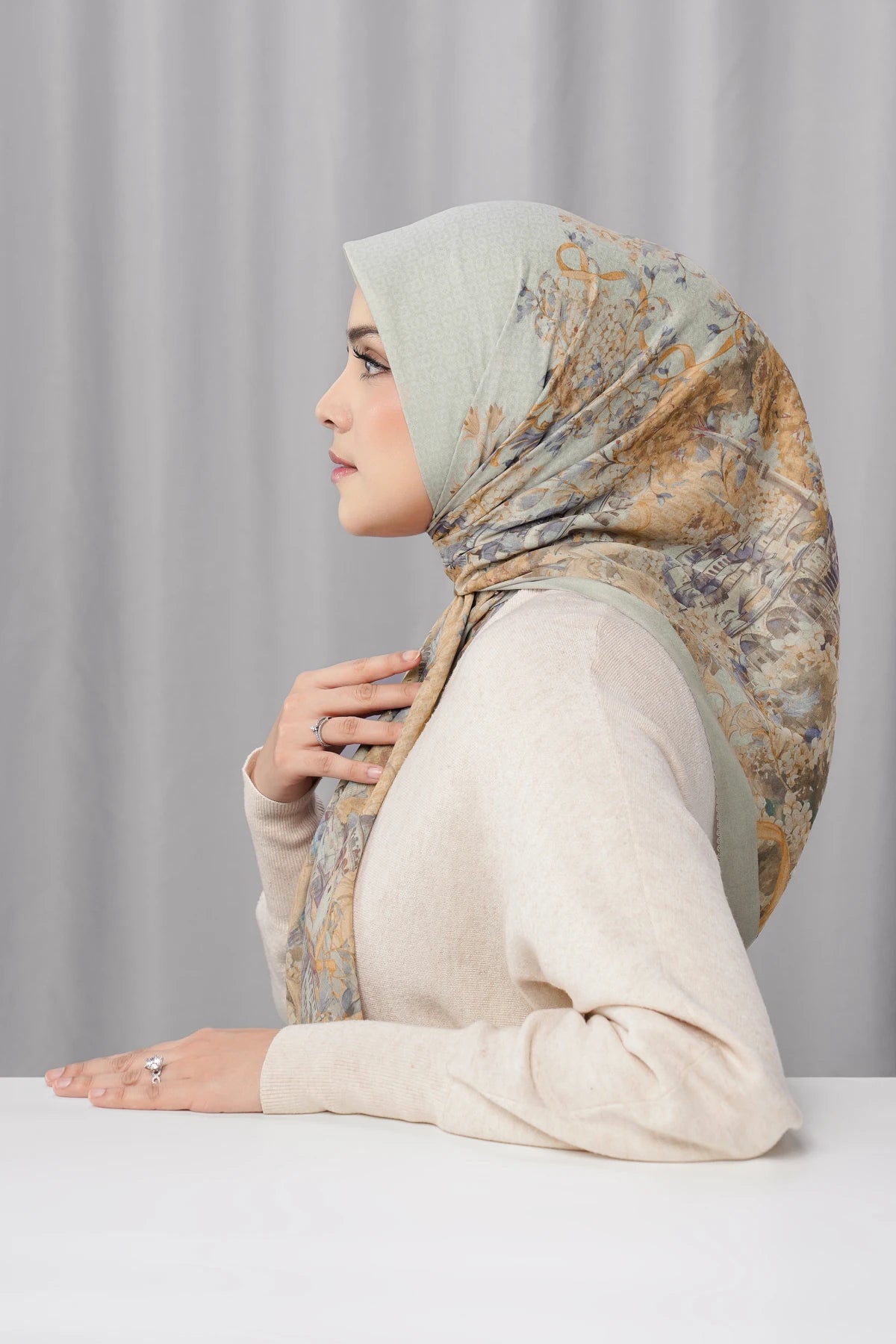 istanbul printed square scarf in galata by buttonscarves side view