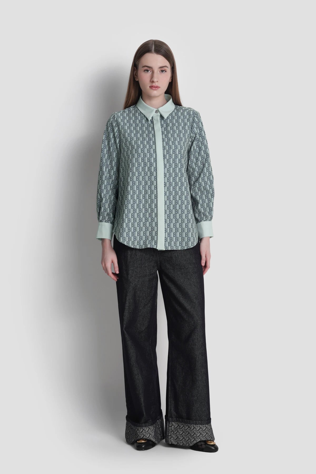 Kyla Monogram Shirt - Grey