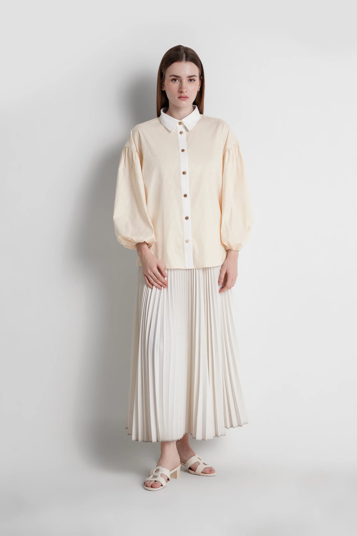 Leena Cotton Puff Shirt - Ivory