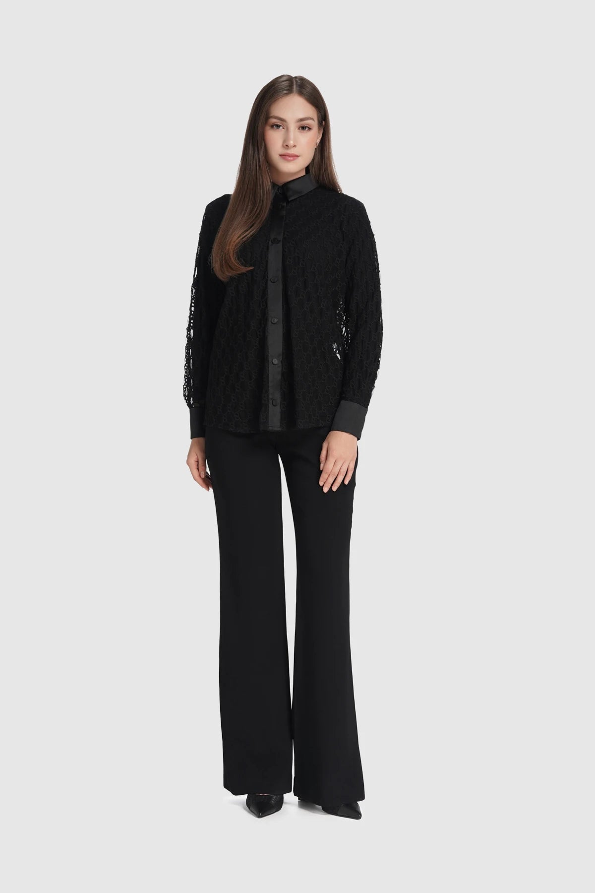 Monogram Lace Shirt - Black